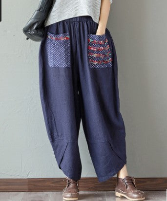 Vintage Linen Wide Legs Pants for Women