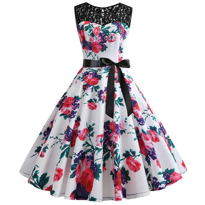Summer Vintage Dot Print Sleeveless Dresses-STYLEGOING