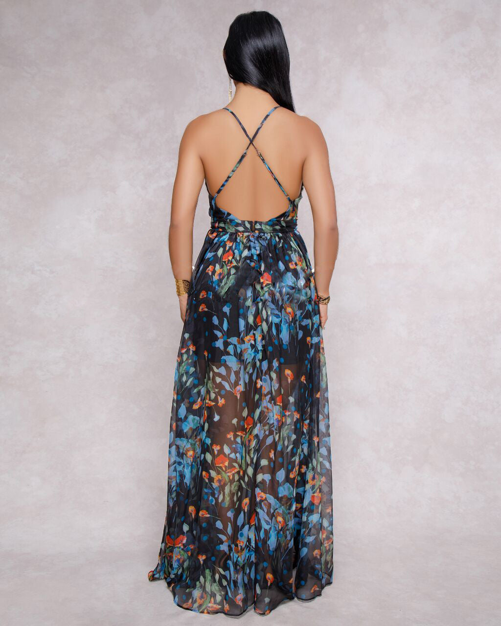 Summer Chiffon Deep V Neck Long Dresses