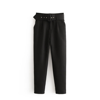 Women High Waist Casual Cropped Pants