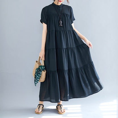 Summer Plus Sizes Black Elegant Long Dresses