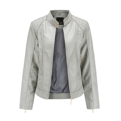 Women PU Leather Jacket Office Lady Coat
