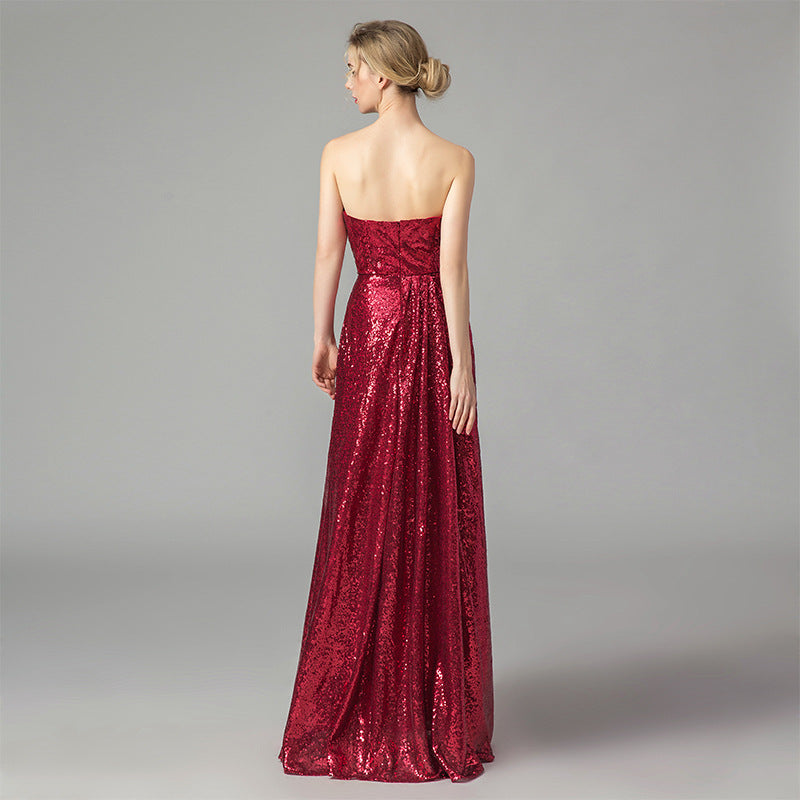 Sexy Women Red Strapless Long Evening Party Dresses