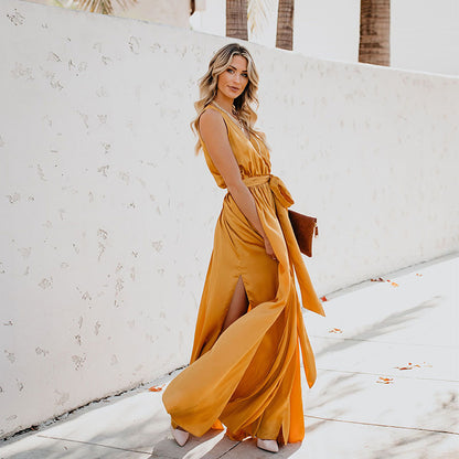 Summer Boho V Neck Sleeves Long Dresses
