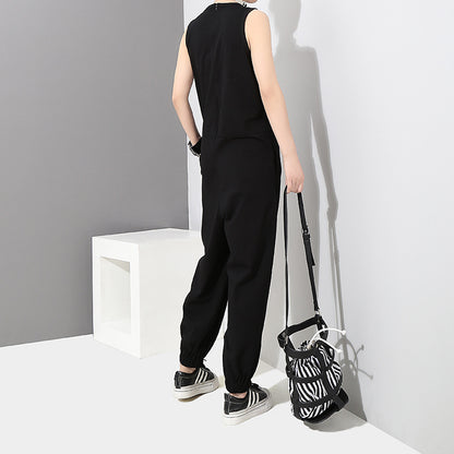 Summer Black Sleeveless Black Sports Jumpsuits