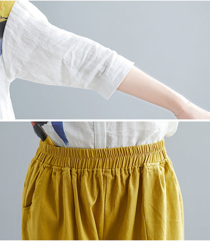 Women Chiffon Irregular Shirts and Harem Pants Summer Outfits