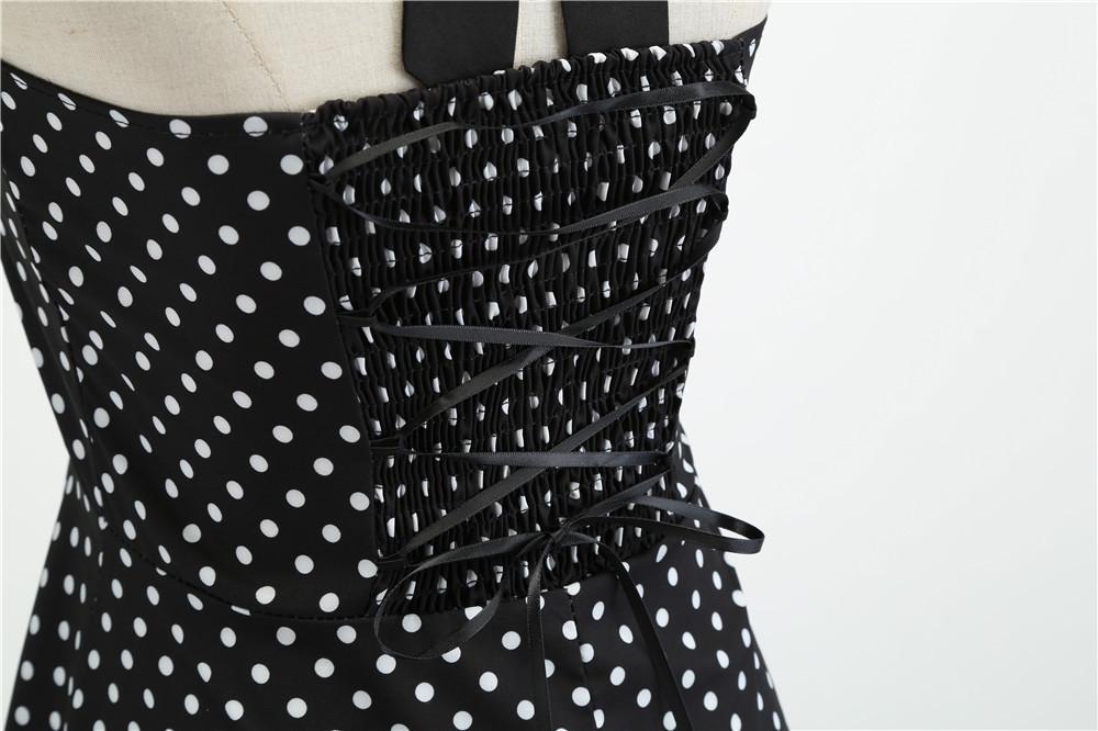 Summer Halter Dot Print Strapless Retro Dresses-STYLEGOING