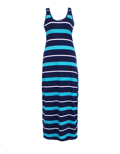 Summer Sleeveless Striped Long Dresses