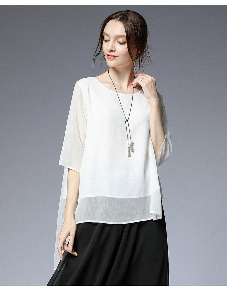 Fairy Summer Chiffon Plus Sizes Women Shirts