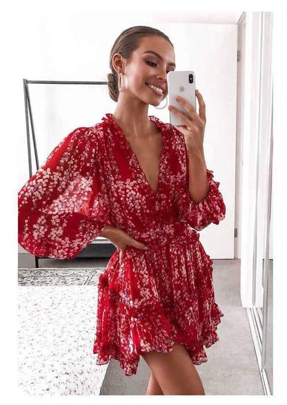 Sexy Backless Ruffled Short Beach Dresses-STYLEGOING