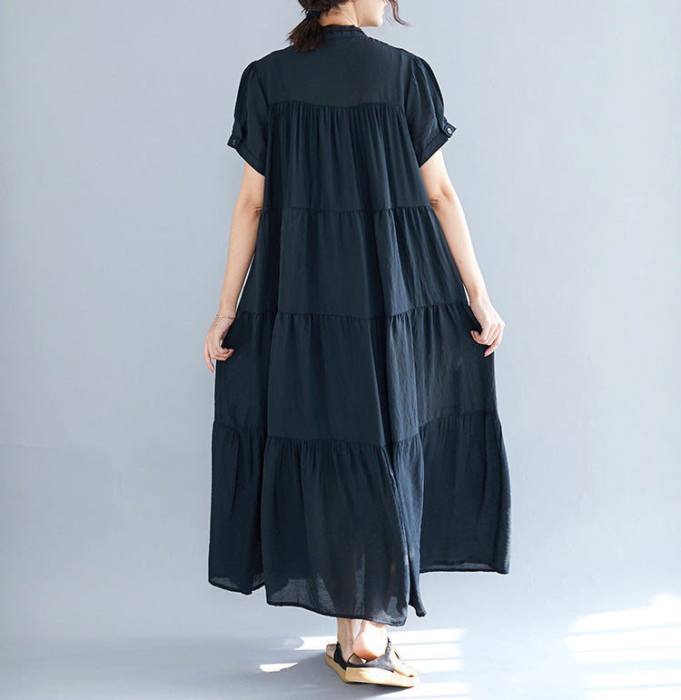 Summer Plus Sizes Black Elegant Long Dresses