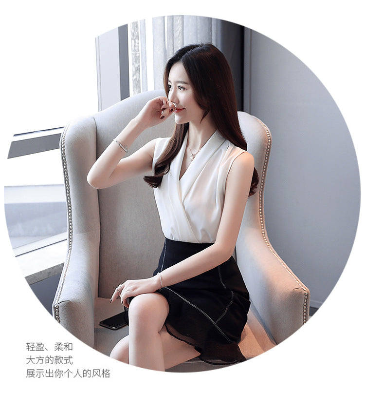 Fashion Chiffon Summer Women Sleeveless Tops