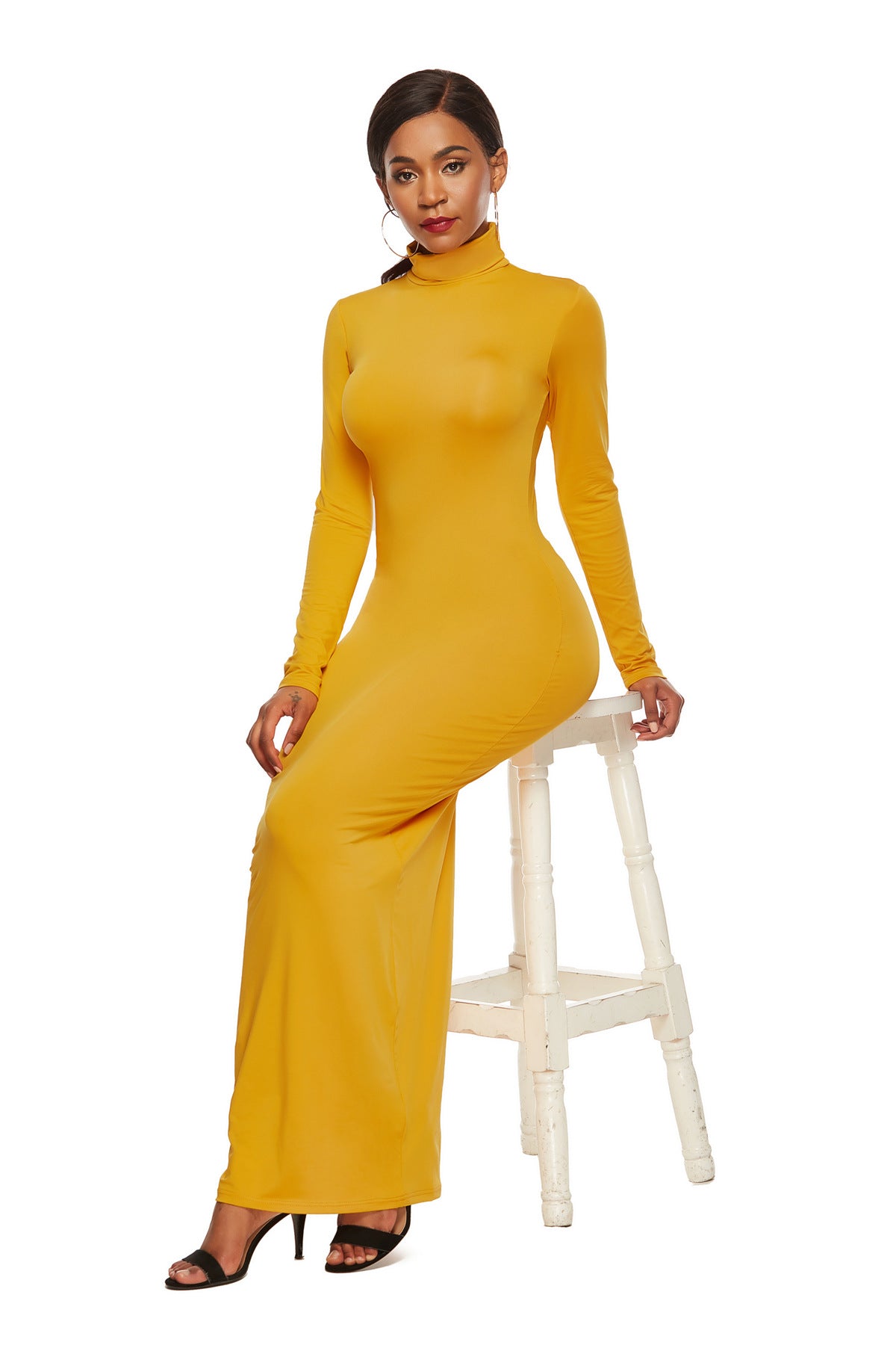 Elegant Elastic Long Sleeves Dresses