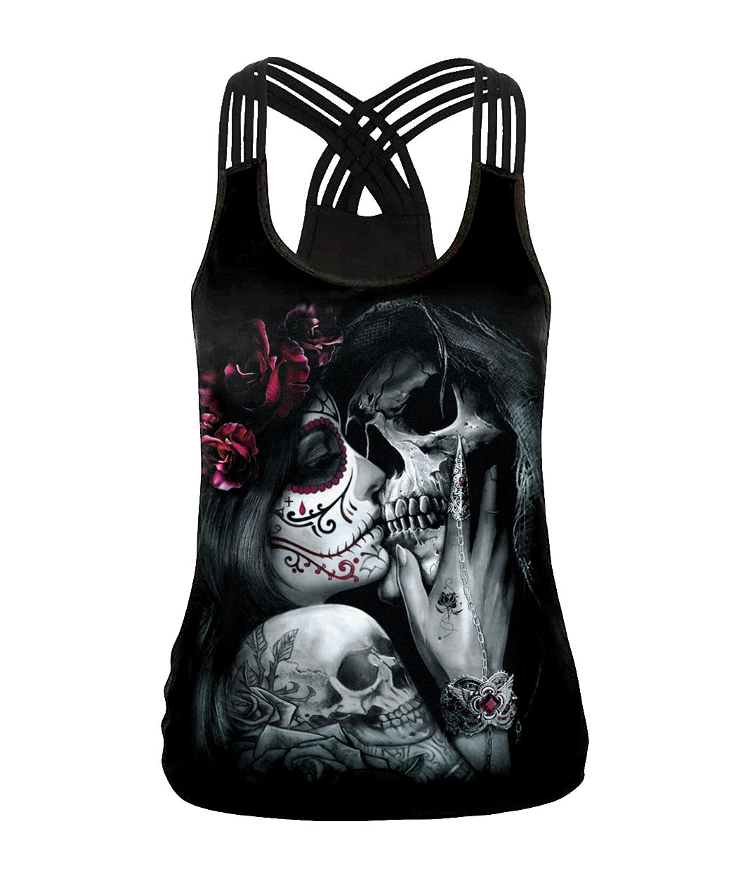 Halloween 3d Horrible Human Skeleton Tank Tops for Women
