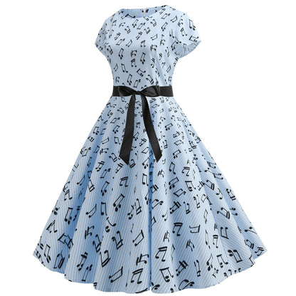 Vintage Music Note Dresses for Women