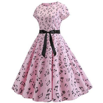 Vintage Music Note Dresses for Women