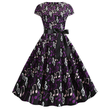 Vintage Music Note Dresses for Women