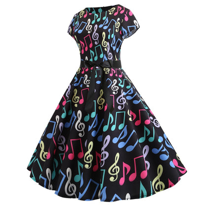 Vintage Music Note Dresses for Women