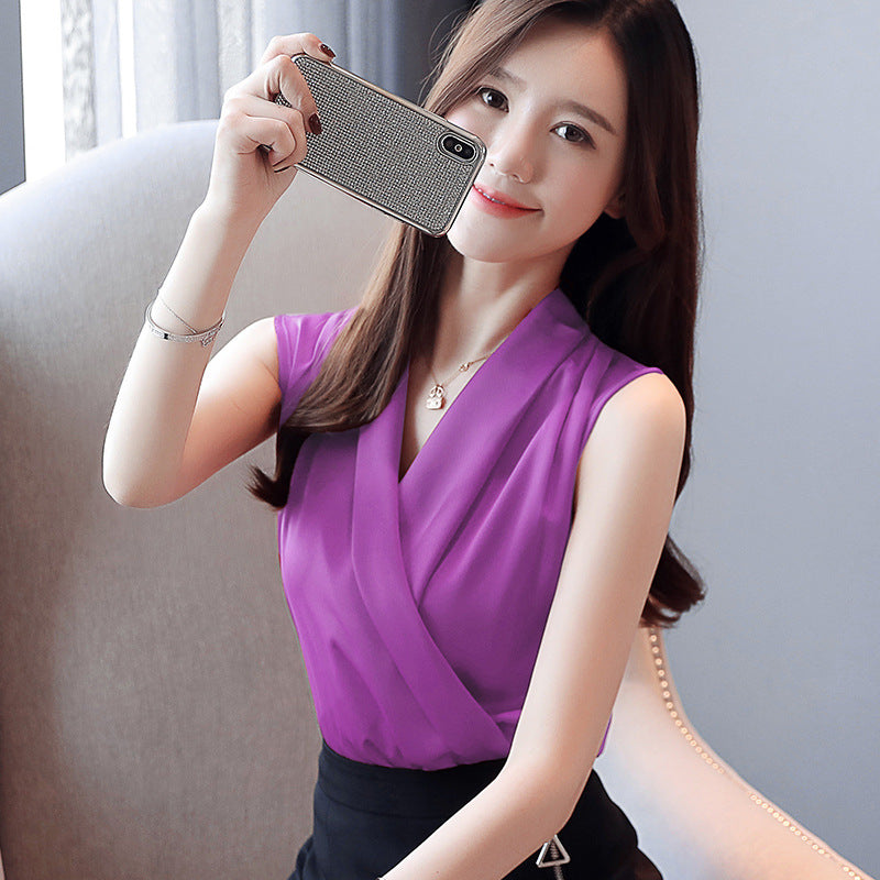 Fashion Chiffon Summer Women Sleeveless Tops