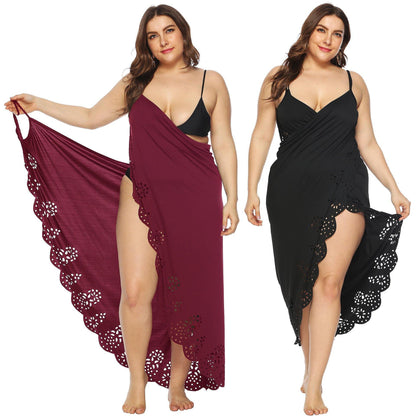 Women Plus Sizes Irregular Long Cover Ups-STYLEGOING