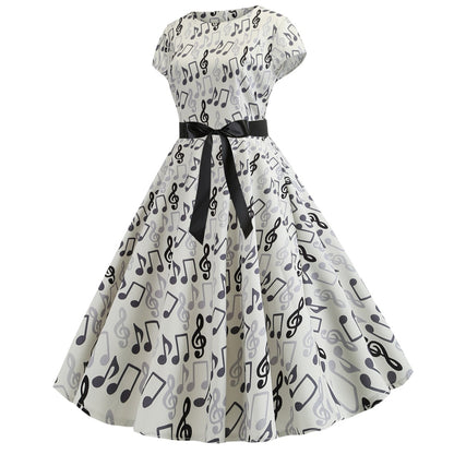 Vintage Music Note Dresses for Women