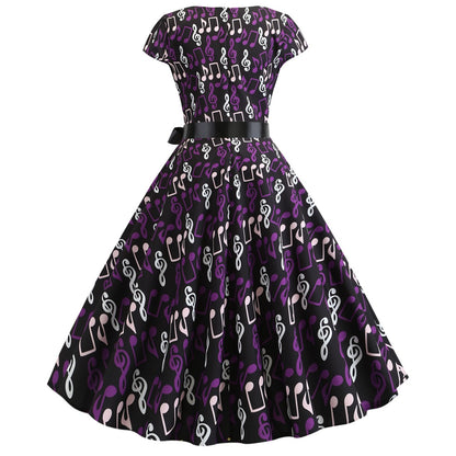 Vintage Music Note Dresses for Women