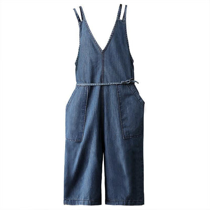 Women Plus Sizes Loose Cropped Rompers-STYLEGOING
