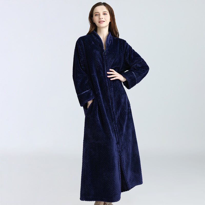 Winter Thick Zipper Fleece Sleepwear for Couple