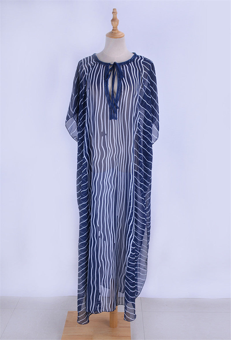 Chiffon Striped Summer Beachwear Cover Ups