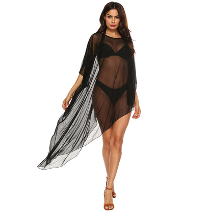Irregular Tulle See Through Summer Beach Cover Ups