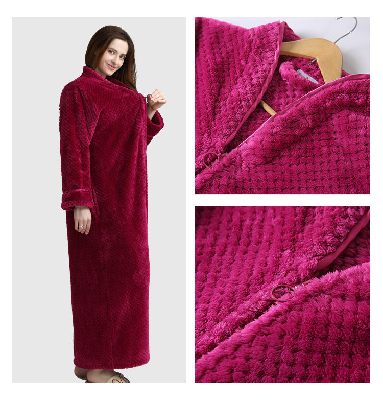 Winter Thick Zipper Fleece Sleepwear for Couple