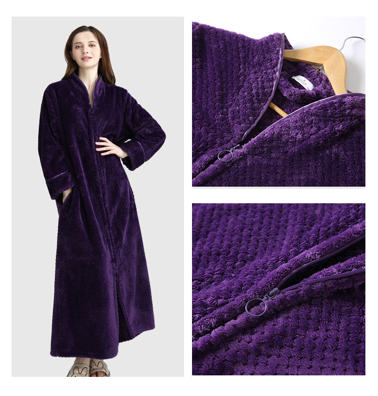 Winter Thick Zipper Fleece Sleepwear for Couple