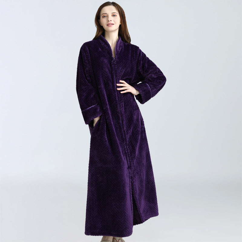 Winter Thick Zipper Fleece Sleepwear for Couple