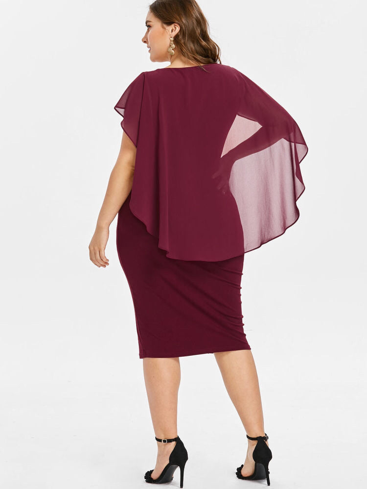 Chiffon Women Cape Plus Sizes Dresses
