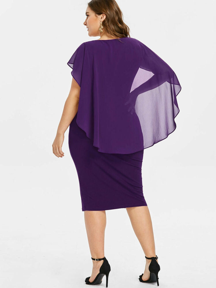 Chiffon Women Cape Plus Sizes Dresses