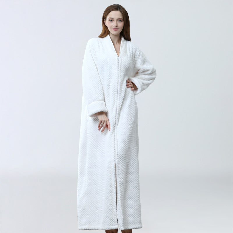 Winter Thick Zipper Fleece Sleepwear for Couple