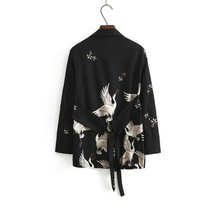 Summer Red-crowned Crane Ankle Length Pans and Blazer Suits-STYLEGOING