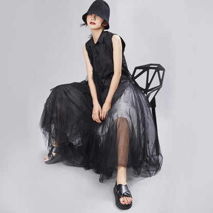 Designed Summer Irregular Tulle Sleeves Shirts Dresses
