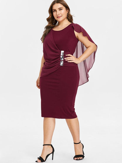 Chiffon Women Cape Plus Sizes Dresses