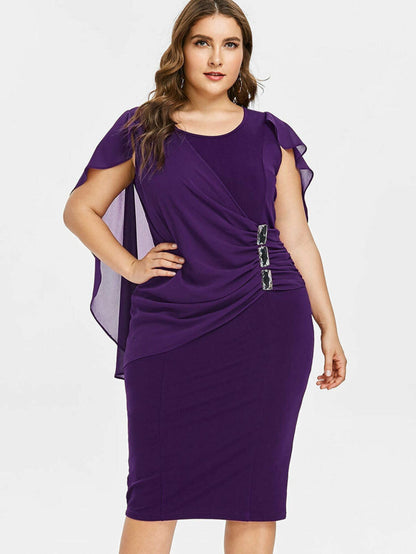 Chiffon Women Cape Plus Sizes Dresses