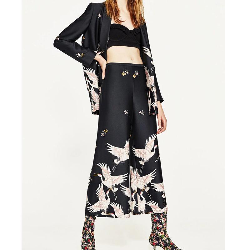 Summer Red-crowned Crane Ankle Length Pans and Blazer Suits-STYLEGOING