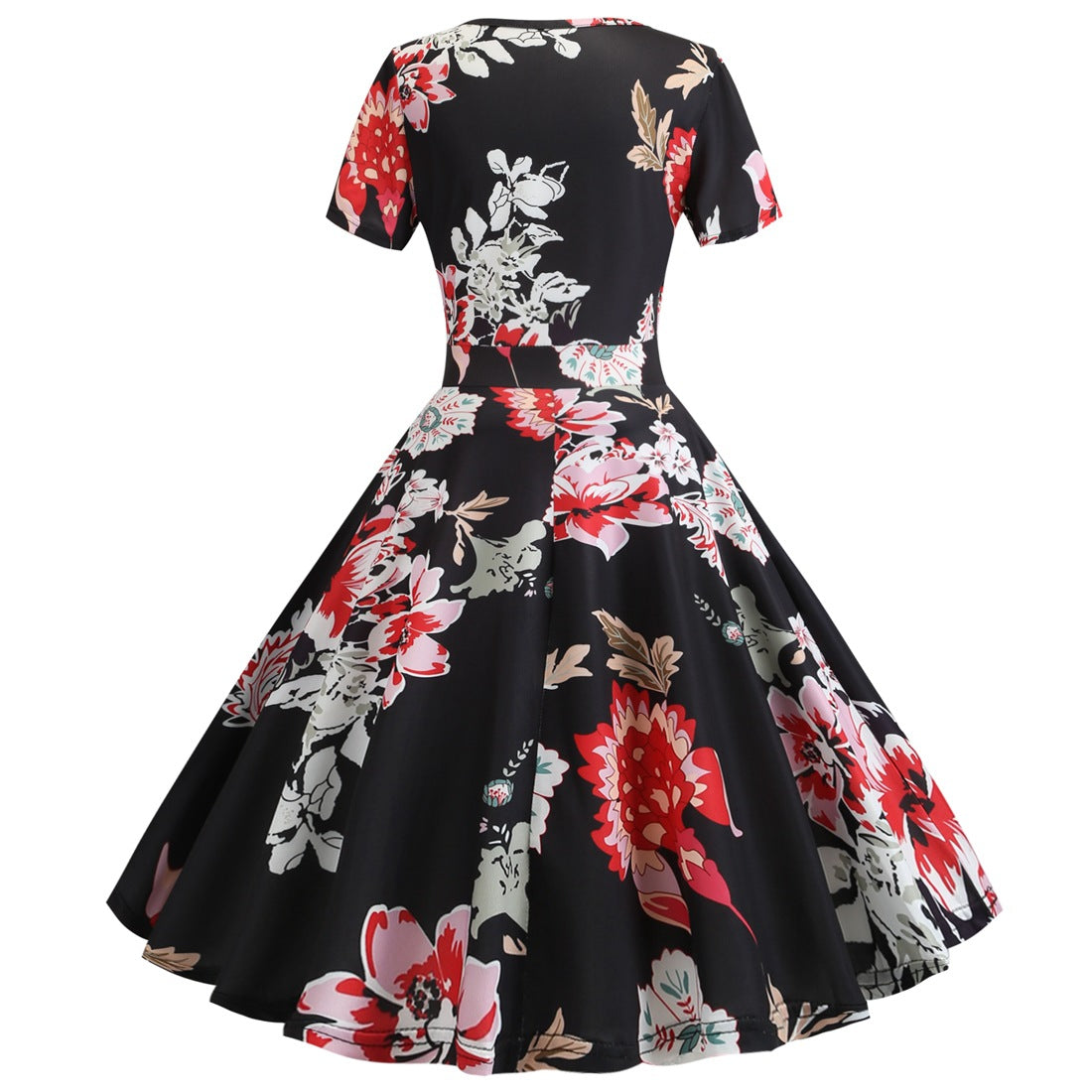 Vintage Deep V Neck Short Sleeves Dresses