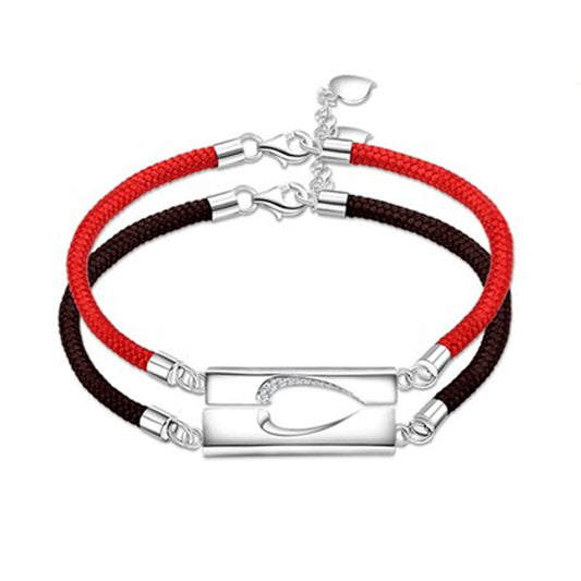 Heart Shape Designed Romatic Couple Silver Bracelets