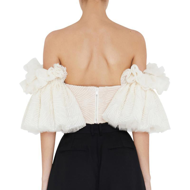Designed Embroidery Backless Stapless Tops