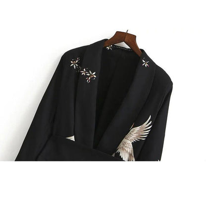 Summer Red-crowned Crane Ankle Length Pans and Blazer Suits-STYLEGOING