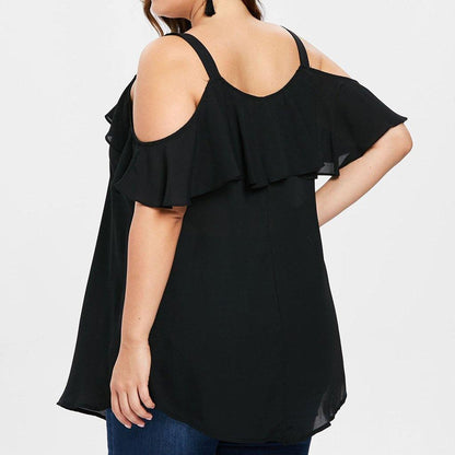 Bowknot Chiffon Plus Sizes Short Sleeves Shirts-STYLEGOING