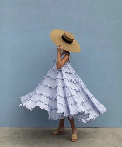 White Bohemian Cake Tiered Plus Sizes Dresses