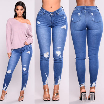 Sexy Women High Waist Elastic Slim Legging Jeans