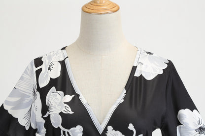 Vintage Deep V Neck Short Sleeves Dresses