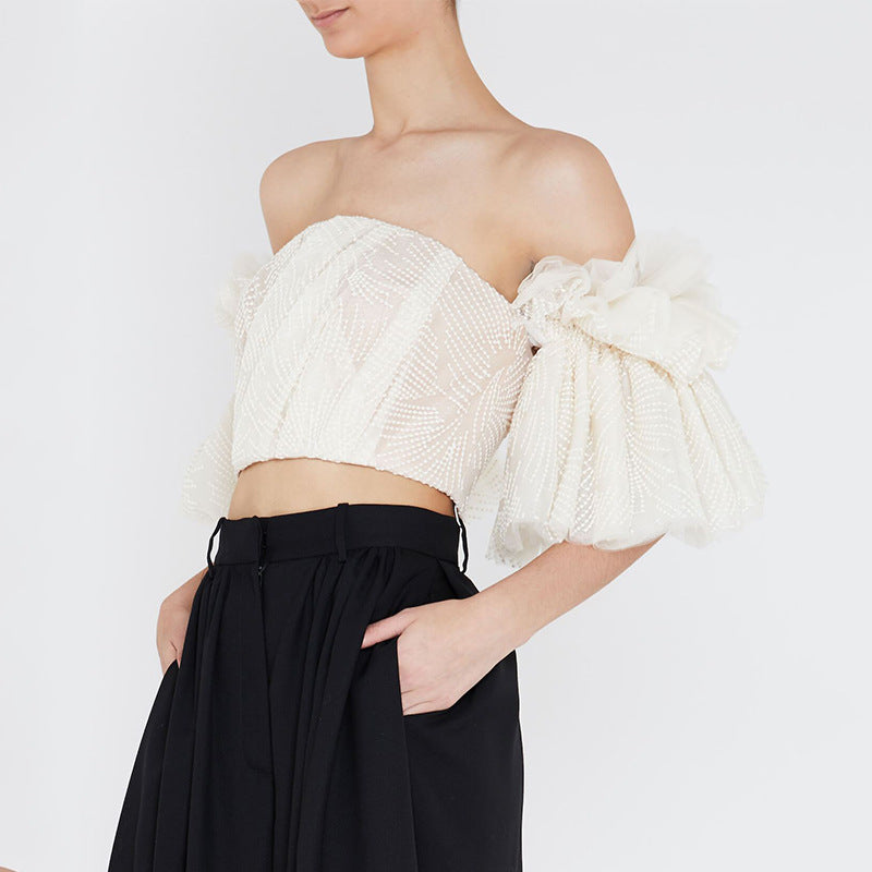 Designed Embroidery Backless Stapless Tops